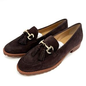 Talbots Brown Suede Cassidy Horsebit Tassel Lug Sole Loafers Size 9.5M Leather
